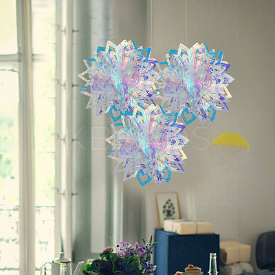 PET Snowflake Pendant Decorations AJEW-WH20020-014B-1