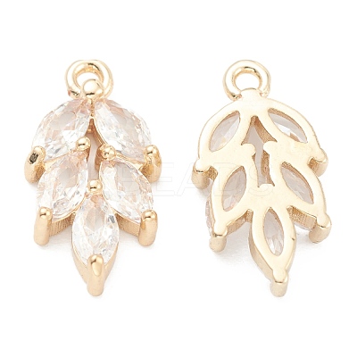 Brass Clear Cubic Zirconia Pendants ZIRC-O042-03G-1