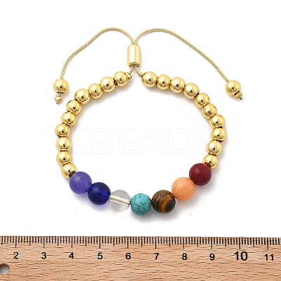 Long-Lasting Plated Brass Beads Slider Bracelets for Women BJEW-K268-02G-1
