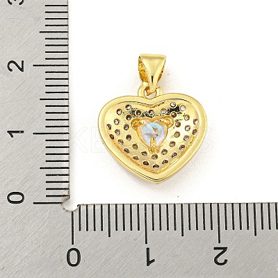 Heart Rack Plating Brass Micro Pave Cubic Zirconia Charms KK-Z053-17G-01-1