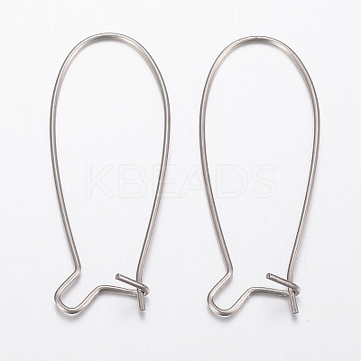 Tarnish Resistant 304 Stainless Steel Hoop Earrings Findings Kidney Ear Wires STAS-H434-46P-1