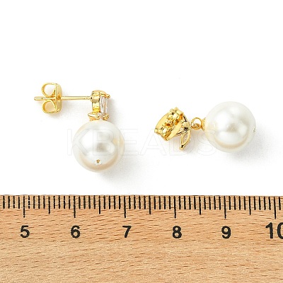 Brass Micro Pave Cubic Zirconia Stud Dangle Earrings for Women EJEW-JE07280-01-1