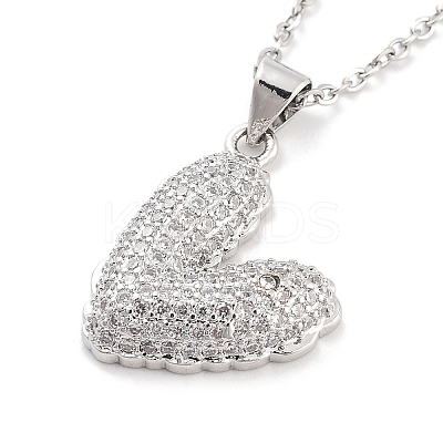 Valentine's Day Brass Micro Pave Clear Cubic Zirconia Pendant Necklaces LS-NJEW-B101-06P-1