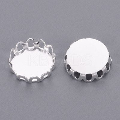 Silver Color Plated Oval Brass Bezel Cabochon Settings X-KK-C2896A-S-1