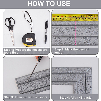 2Pcs Foam 3D Self-Adhesive Waterproof Wallpaper Border DIY-GF0010-19A-1