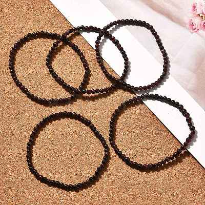 Natural Garnet Beaded Stretch Bracelets BJEW-JB02459-05-1