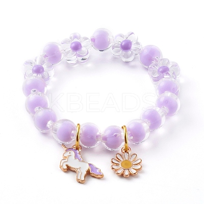 Transparent Acrylic Stretch Charm Bracelets for Kids BJEW-JB06167-1