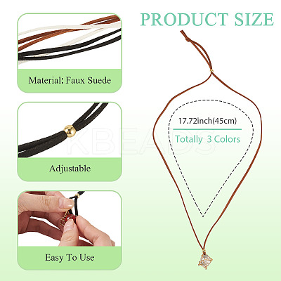 3Pcs Faux Suede Macrame Pouch Pendant Necklaces NJEW-TAC0052-01-1