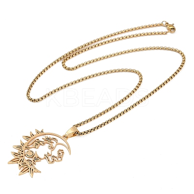 Gothic 201 Stainless Steel Hollow Moon Woman Pendant Necklaces LS-NJEW-K283-04G-1