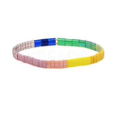 Rainbow Bohemian Style Glass Beads Stretch Bracelets RM1844-9-1