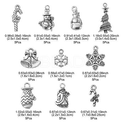 50Pcs 10 Style Tibetan Style Alloy Pendants TIBEP-YW0001-63-1