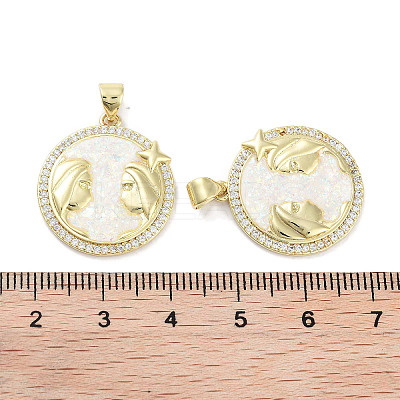 Brass Micro Pave Clear Cubic Zirconia Pendants KK-L213-010G-02-1