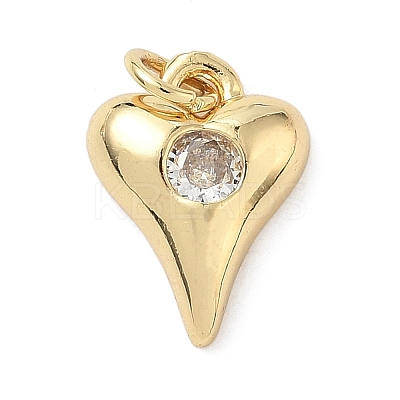Brass Cubic Zirconia Heart Charms LS-KK-K368-47G-1