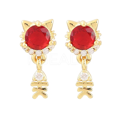 Brass Micro Pave Cubic Zirconia Dangle Stud Earrings EJEW-F405-24G-1