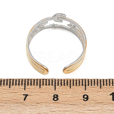 304 Stainless Steel Double Color Cuff Rings RJEW-S635-01GP-21-1