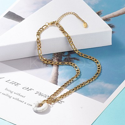 Natural Howlite Donut Pendant Necklace NJEW-JN03815-05-1