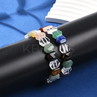Natural Mixed Gemstone Beaded Stretch Bracelets for Women Men BJEW-M049-17-1