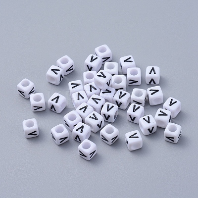 Acrylic Horizontal Hole Letter Beads PL37C9308-V-1