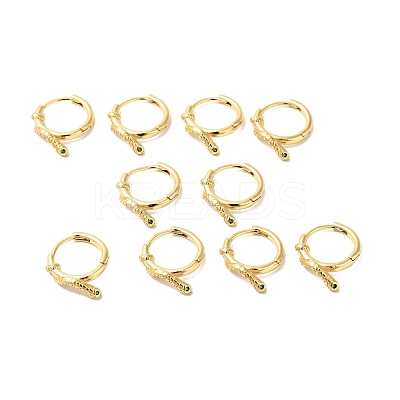 Green Cubic Zirconia Snake Hoop Earrings EJEW-G312-12G-1
