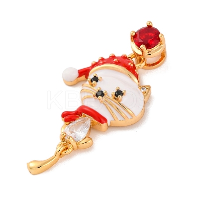 Christmas Theme Brass Micro Pave Cubic Zirconia Pendants KK-C076-27G-02-1