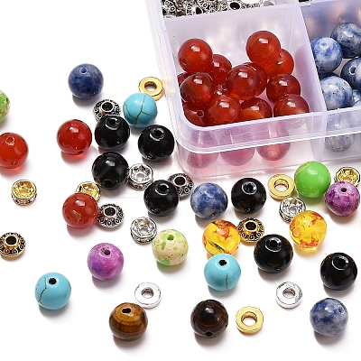 DIY Round Mixed Stone Beads Bracelet Making Kit DIY-YW0004-97-1