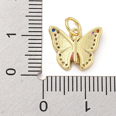 Rack Plating Brass Micro Pave Cubic Zirconia with Enamel Charms KK-Q814-23G-02-1