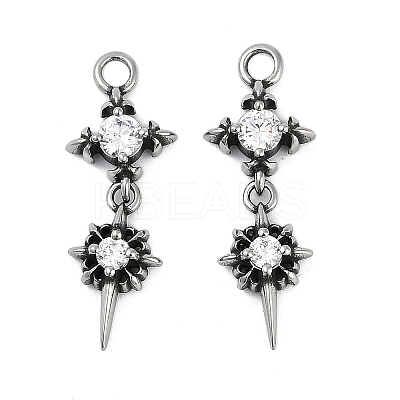 316 Surgical Stainless Steel Micro Pave Cubic Zirconia Pendants X-STAS-G349-03AS-02-1