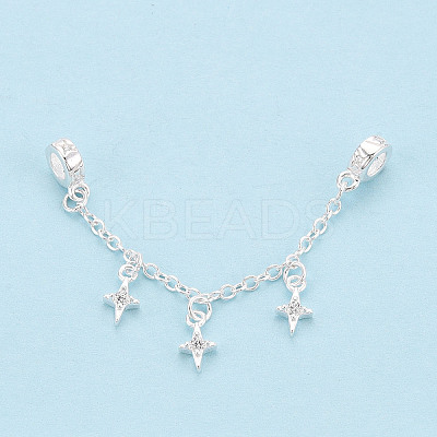 925 Sterling Silver Micro Pave Clear Cubic Zirconia Chain Extenders STER-N016-54S-1