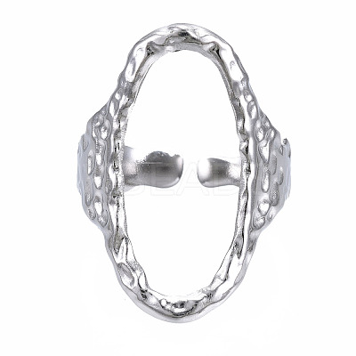 Non-Tarnish 304 Stainless Steel Oval Open Cuff Ring X-RJEW-T023-91P-1