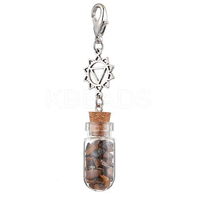 7Pcs 7 Styles Chakra Natural & Synthetic Gemstone Chip Beads inside Glass Wishing Bottle Pendant Decorations HJEW-JM02344-1