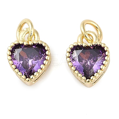 Real 18K Gold Plated Brass Inlaid Cubic Zirconia Charms ZIRC-L100-074G-03-1