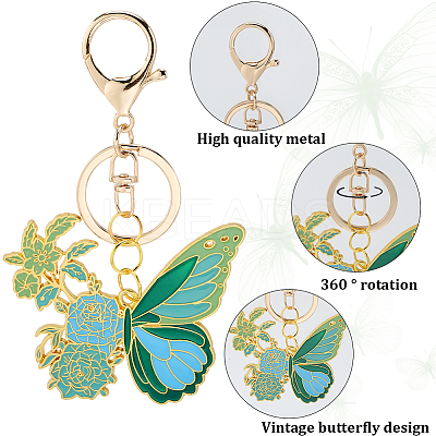 DIY Alloy Enamel Butterfly Pendants Keychain Making Kits DIY-SP0003-10C-1
