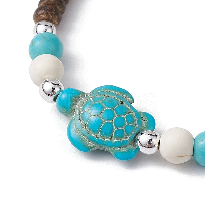 Starfish & Tortoise Synthetic Turquoise Braided Bead Bracelet BJEW-JB09967-02-1