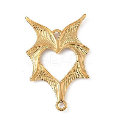 304 Stainless Steel Bat Wings Heart Links Connector Charms X-STAS-S186-13G-1