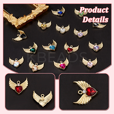 30Pcs 15 Colors Alloy Rhinestone Pendants FIND-GA0003-29-1
