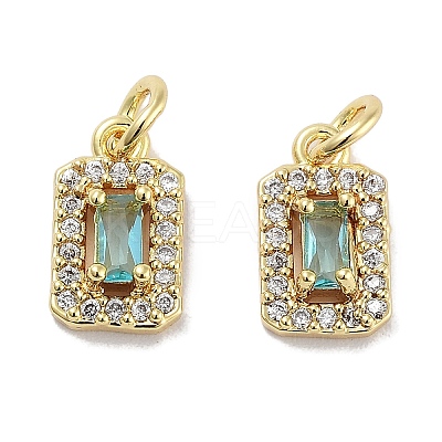 Brass Micro Pave Cubic Zirconia Charms KK-C051-11G-02-1
