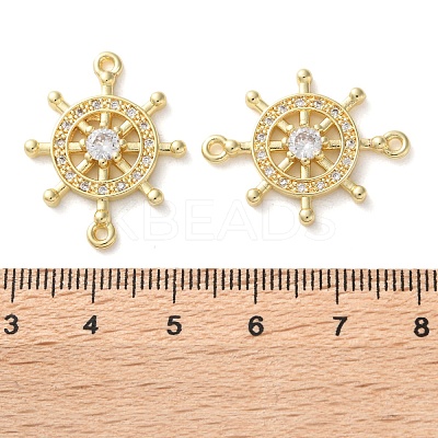 Rack Plating Brass Clear Cubic Zirconia Helm Connector Charms KK-C084-20G-1