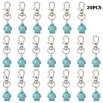 20Pcs Tortoise Synthetic Turquoise Pendant Decorations HJEW-YW00121-02-1