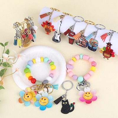 16Pcs 8 Styles Printed Acrylic Pendants OACR-SZ0001-40-1