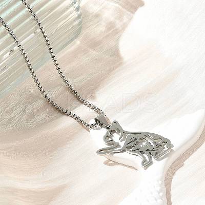 201 Stainless Steel Dog Outline Pendant Necklaces NJEW-P327-06P-1