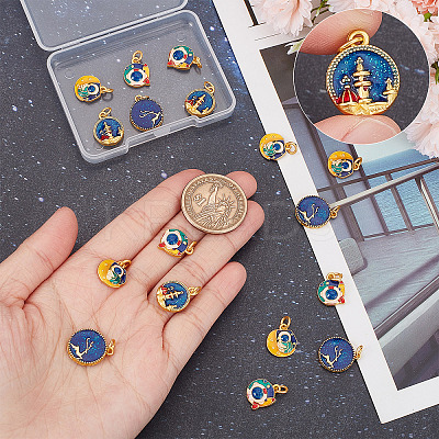 20Pcs 4 Style Alloy Enamel Pendants ENAM-SC0003-18-1