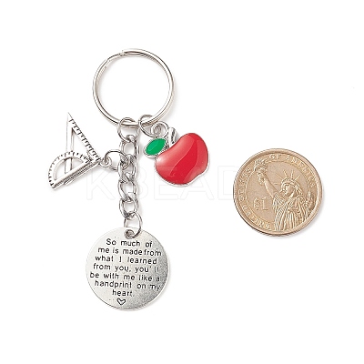 Red Apple Triangular Ruler Alloy Charm Keychain KEYC-TA00002-1
