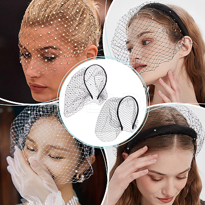 2Pcs 2 Colors Mesh Veil Cloth Hair Bands FIND-OC0003-95A-1