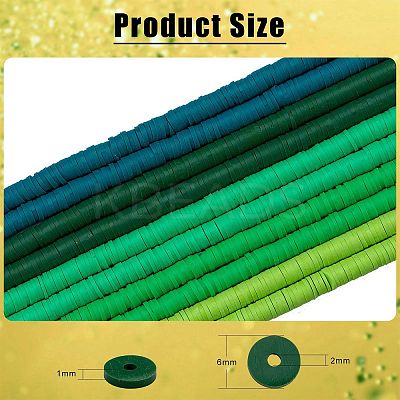 10 Strands 5 Colors Flat Round Handmade Polymer Clay Beads CLAY-SZ0002-02B-1