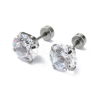 304 Stainless Steel Crystal Rhinestone Ear False Plugs STAS-C089-04E-P-1