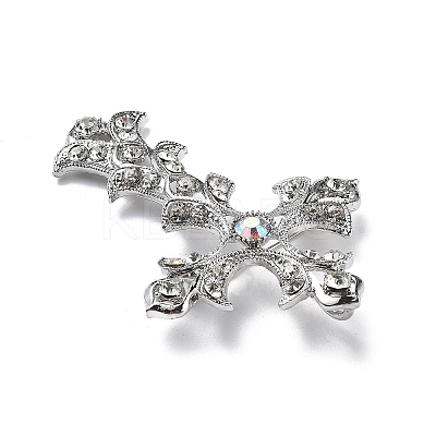 Cross Alloy Rhinestone Brooch Pins JEWB-Z034-06P-01-1