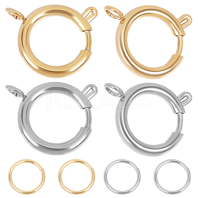 10Pcs 2 Colors 304 Stainless Steel Spring Ring Clasps STAS-BBC0001-96-1