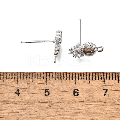 Brass Cubic Zirconia Stud Earring Finding LS-KK-Q048-15P-1