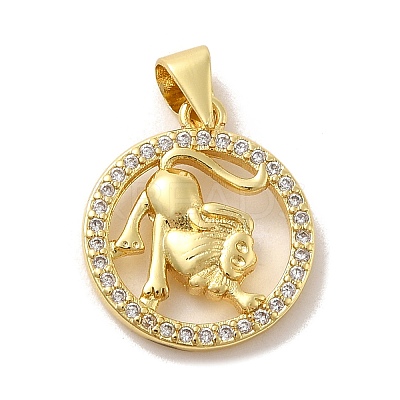Zodiac Theme Brass Micro Pave Cubic Zirconia Pendants KK-M273-05D-G-1