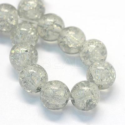 Baking Paint Transparent Crackle Glass Round Bead Strands DGLA-Q018-10mm-41-1